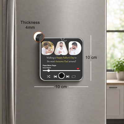 Customized Day Musical Fridge Magnet Photo Frame | Custom with Song & Photo Unique Fathers Day & Birthday, Papa, and Grandpaa Home Decor Magnet